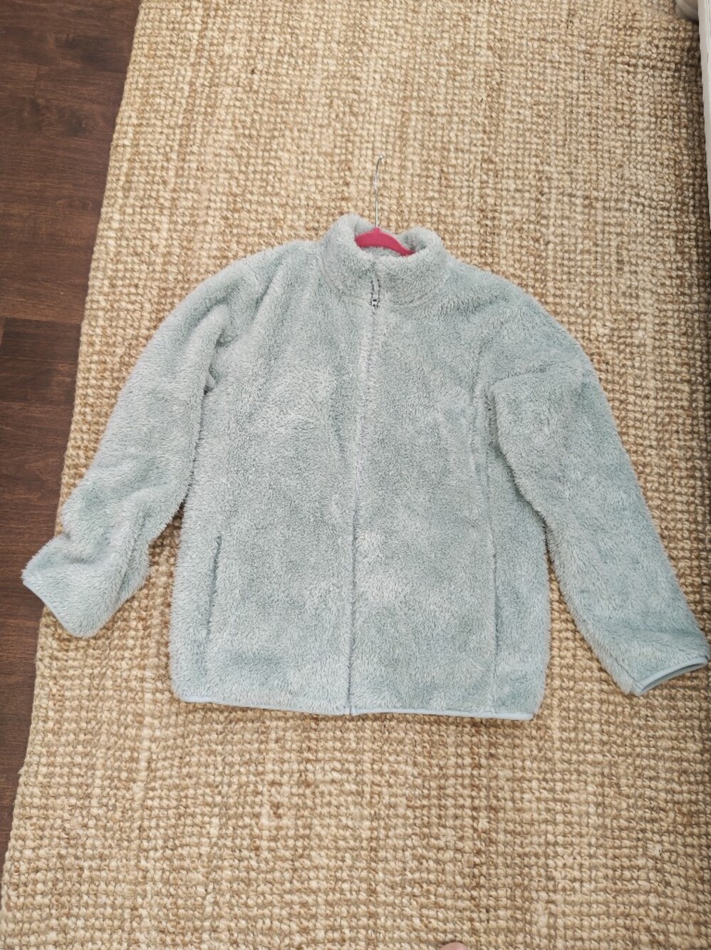 Uniqlo Plush Zip-Up Fleece in Light Teal